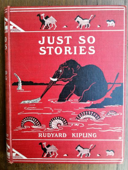 The front cover of a 1902 copy of Just So Stories by Rudyard Kipling