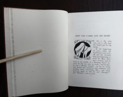 1902 book, Just So Stories, open to page 15 on the story, How the Camel got his Hump