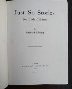 1902 title page for Just So Stories, Rudyard Kipling