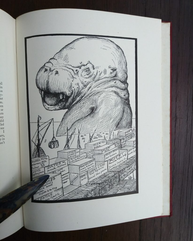 Rudyard Kipling's illustration of the The Animal that Came out of the Sea , from a 1902 First Edition, second printing of Just So Stories