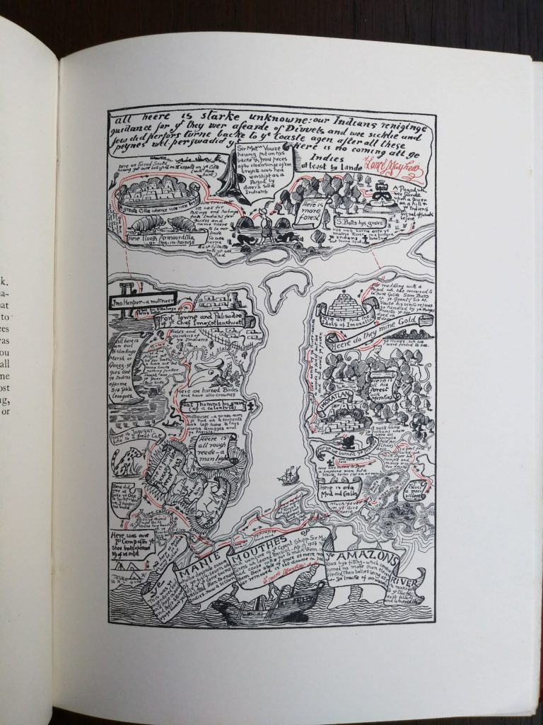 The map of Turbid Amazon, illustrated by Rudyard Kipling on page 105 of a 1902 copy of Just So Stories