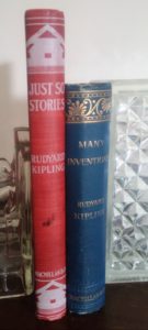 Two first editions, first printings from Rudyard Kipling on a shelf next to one another