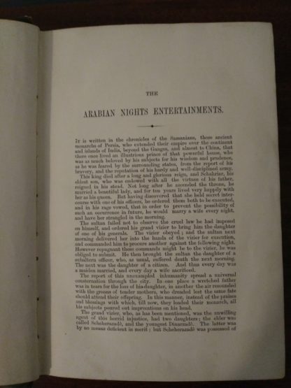 First page in a 1870s copy of Arabian Nights in the Lorne Series
