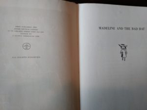 Title page and copyright page of Madeline and the Bad Hat, 1958 First European Release