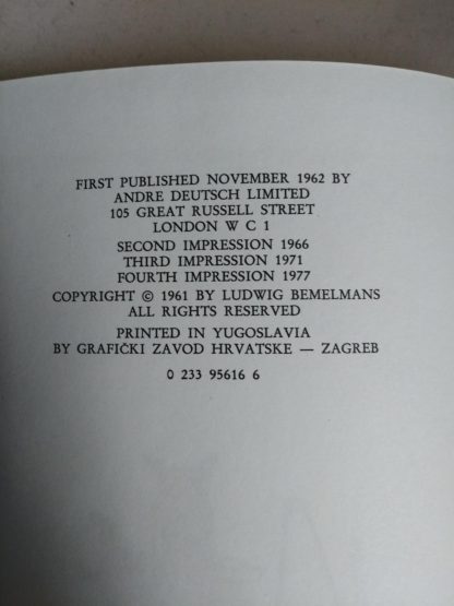 copyright page in a 1977 book Madeline in London, Fourth Impression of First Edition