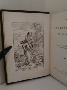 image adjacent to title page in 1870s copy of Arabian Nights in the Lorne Series