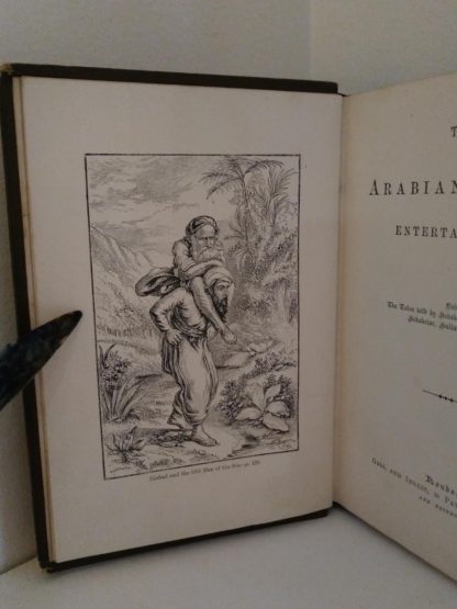 image adjacent to title page in 1870s copy of Arabian Nights in the Lorne Series