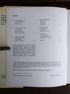 Copyright and Contents page inside a 1970 copy of The World of the Aztecs by William H. Prescott