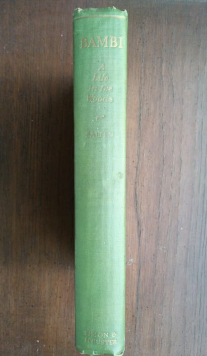 Spine view of a July 1928 First American copy of Bambi A Life in the Woods