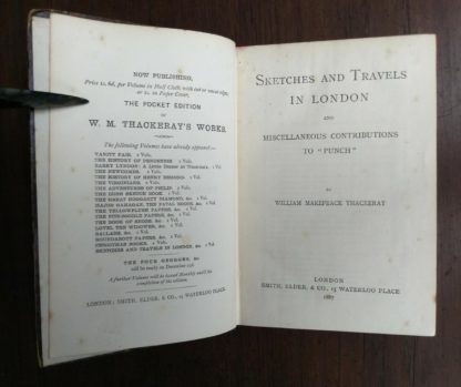 Title page in a 1886 copy of Sketches and Travels in London etc. by William Thackeray in The Pocket Edition