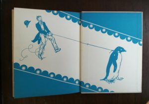 paste down and back endpaper in a copy of Mr. Poppers Penguins 1938, 1st Edition, 2nd Printing by Richard & Florence Atwater
