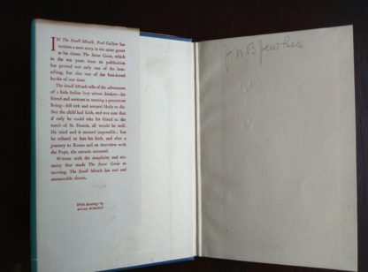 paste down and front end paper in a 1951 1st edition and printing of A Small Miracle by Paul Gallico