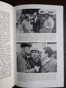 photographs inside a 1959 copy of The Racing Driver by Denis Jenkinson, Signed by Fred Jiggs Peters