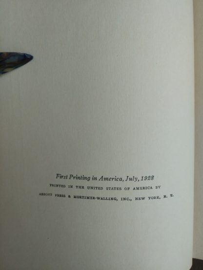 Copyright page in a 1928 First American Printing of Bambi A Life in the Woods