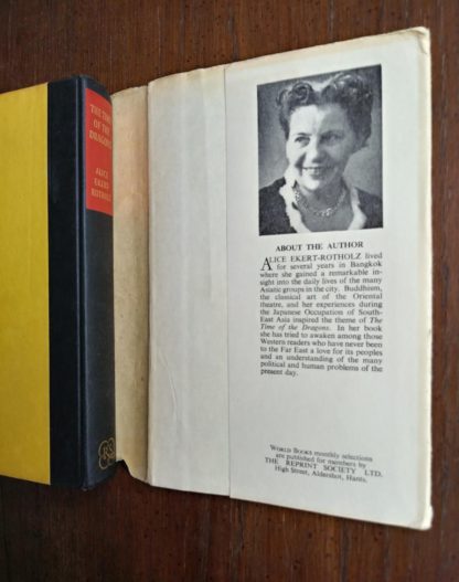 back flap of a 1960 book club copy of The Time of the Dragons, by Alice Ekert-Rotholz