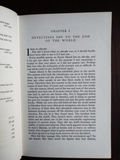 first chapter in a 1958 First Edition of Aku-Aku, The Secret Of Easter Island