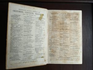 front paste -down and endpaper in a copy of Samson, an Oratorio in Vocal Score, composed in 1742, by Handel