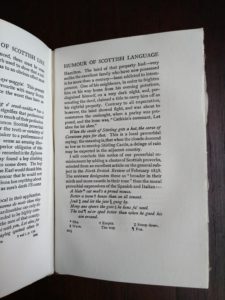 humour of Scottish Language in a 1920 copy of reminiscences of Scottish Life and Character by Dean Ramsay
