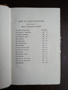 list of illustrations in a 1920 copy of reminiscences of Scottish Life and Character by Dean Ramsay