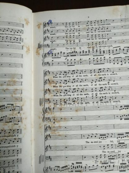 page 9 in a copy of Samson, an Oratorio in Vocal Score, composed in 1742, by Handel