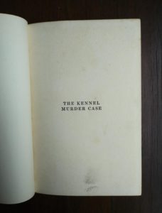 pre title page in a 1933 copy of The Kennel Murder Case by S. S. Van Dine