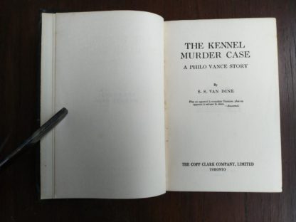 title page in a 1933 copy of The Kennel Murder Case by S. S. Van Dine