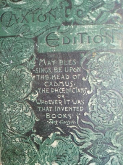 Close up of front binding on an Antique Caxton Edition of Andersens Fairy Tales
