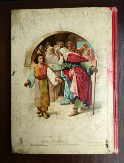 back side of Picture Stories from the Bible published by Raphael Tuck & Sons with chromolithograph illustrations by John Lawson