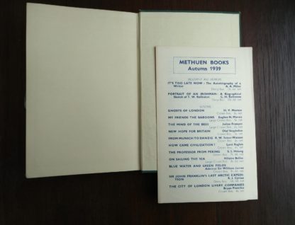 catalogue for methuen books in a 1939 first edition copy of Ghosts of London by H.V. Morton