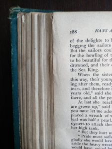 close up on page 188 in an Antique Caxton Edition of Andersens Fairy Tales