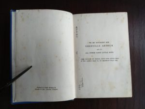 dedication page in an undated library copy of The Water-Babies by Charles Kingsley published by Blackie and Sons