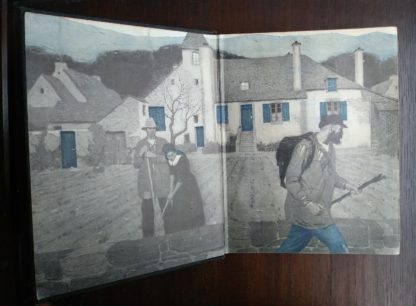 front paste doan and endpaper in a 1920s copy of Les Miserables illustrated by Mead Schaeffer published by Dodd Mead and Company