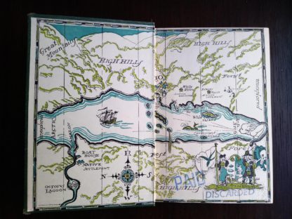 front paste down and endpaper in a 1953 copy of Swallows and Amazons by Arthur Ransome