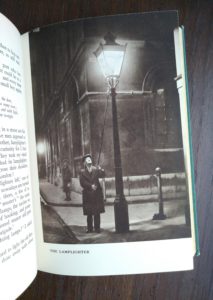 illustration of the lamplighter in a 1939 first edition copy of Ghosts of London by H.V. Morton