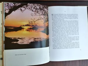 Sunset over Loch nan Uamh in a 1966 copy of The Prince in the Heather by Eric Linklater