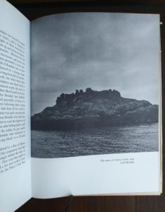 The ruins of Calvey Castle near Loch Boisdale in a 1966 copy of The Prince in the Heather by Eric Linklater