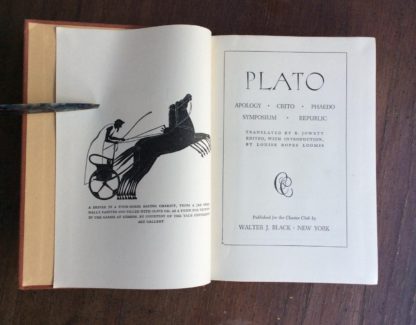 7 Volumes of Walter J. Black Classics Club Books 1932 - 1943 title page for Plato