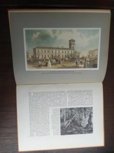 color plate of London Bridge Station about 1850 page 16 and 17 in a 1942 first edition copy of Vintage of London by John Betjeman