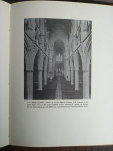 picture of The Catholic Apostolic Church in Gordon Square in a 1942 first edition copy of Vintage of London by John Betjeman