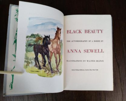 title page for Black Beauty inside a childrens Junior Deluxe Editions book, Circa 40s -50s