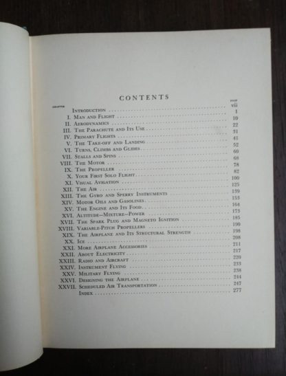 contents page in a 1939 copy of Your Wings by Assen Jordanoff