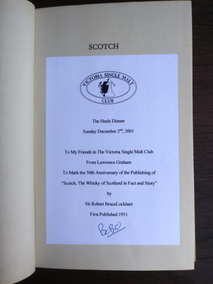 ephemera inside a 1951 First edition of Scotch -The Whiskey of Scotland in Fact and Story by Sir Robert Bruce Lockhart