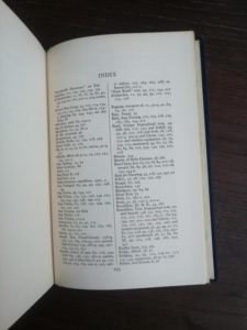 index inside a 1954 First edition copy of The Conquest of Everest by Sir John Hunt