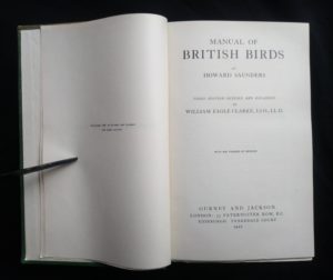 1927 Manual of British Birds 3rd edition Howard Saunders and W. Eagle Clarke title and copyright page