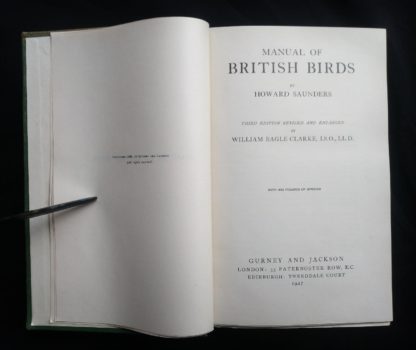 1927 Manual of British Birds 3rd edition Howard Saunders and W. Eagle Clarke title and copyright page