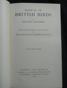 1927 Manual of British Birds 3rd edition Howard Saunders and W. Eagle Clarke title page