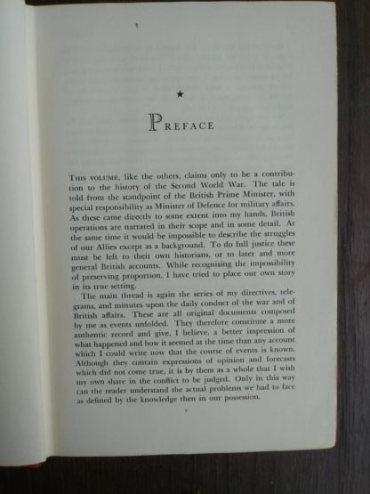 THE SECOND WORLD WAR by Winston Churchill 6 Volume first edition set 1948-1953 Preface page 1 of 2 in the third volume THE GRAND ALLIANCE