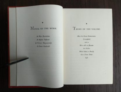 THE SECOND WORLD WAR by Winston Churchill 6 Volume first edition set 1948-1953 Theme page for the sixth volume TRIUMPH AND TRAGEDY