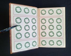 front pastedown and endpaper in a 1908 Leather bound RAMOLA by George Eliot published by McClurg & Co