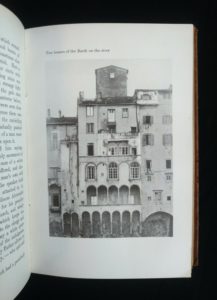 photograph of The houses of the Bardi on the river in a 1908 Leather bound RAMOLA by George Eliot published by McClurg & Co